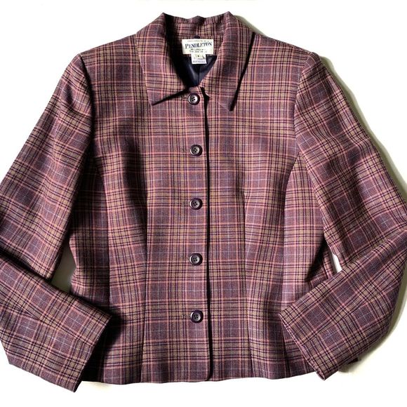 Pendleton Jackets & Blazers - Pendleton Blazer Purple Pink Black Plaid 6 career